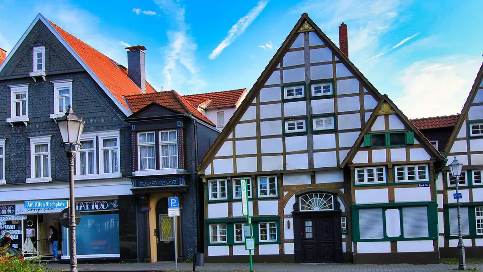 Fachwerkhäuser in der Gütersloher Innenstadt