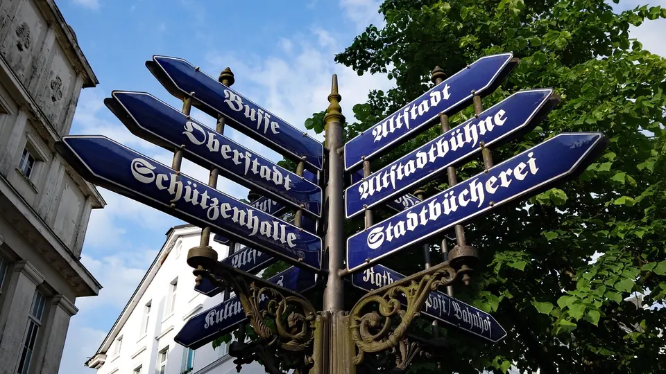 Wegweiser in der Altstadt von Lüdenscheid